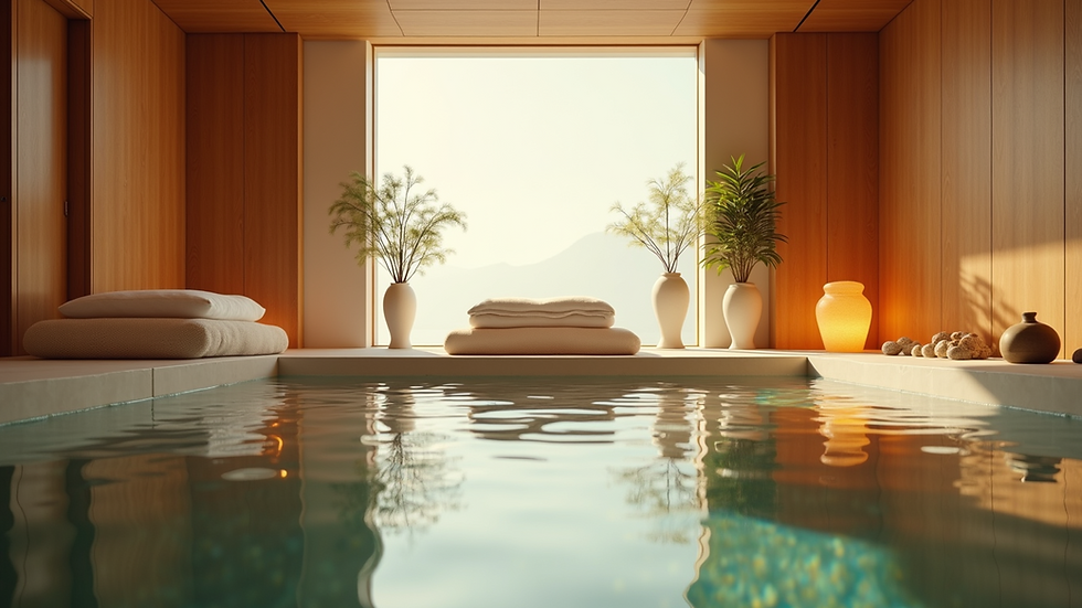 Eye-level view of a tranquil spa room with a serene atmosphere