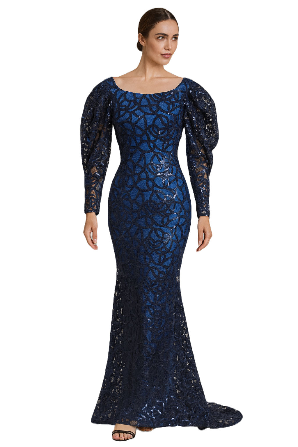 Elegant in Navy Lace Gown