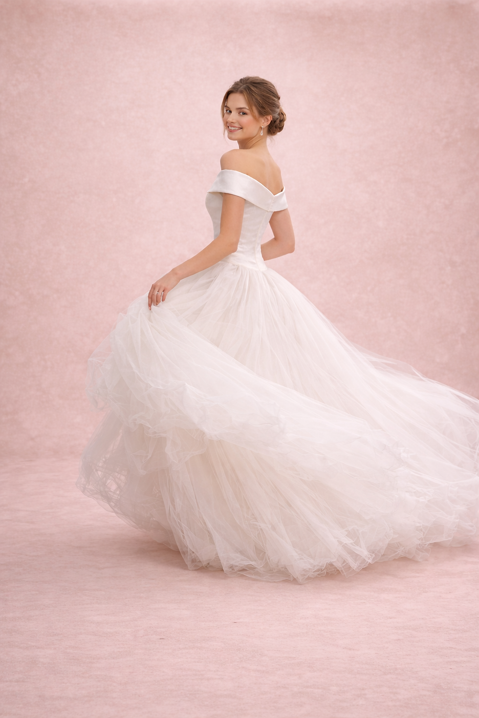 Thumbnail: Satin Tulle Princess Gown