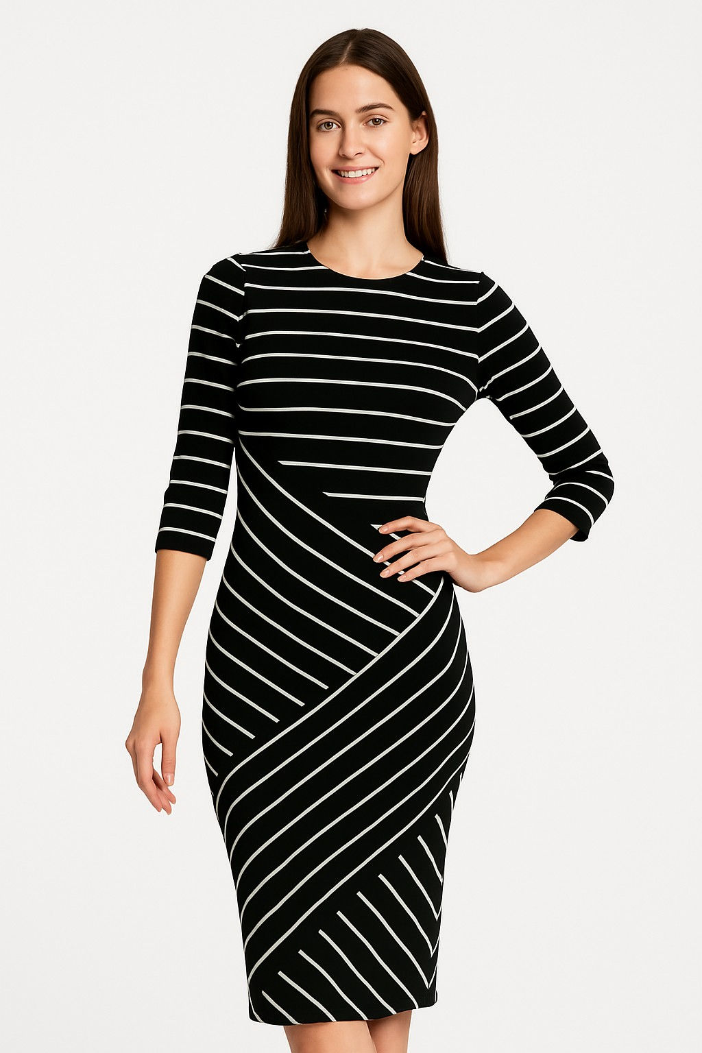 Black Dress with White Stripes