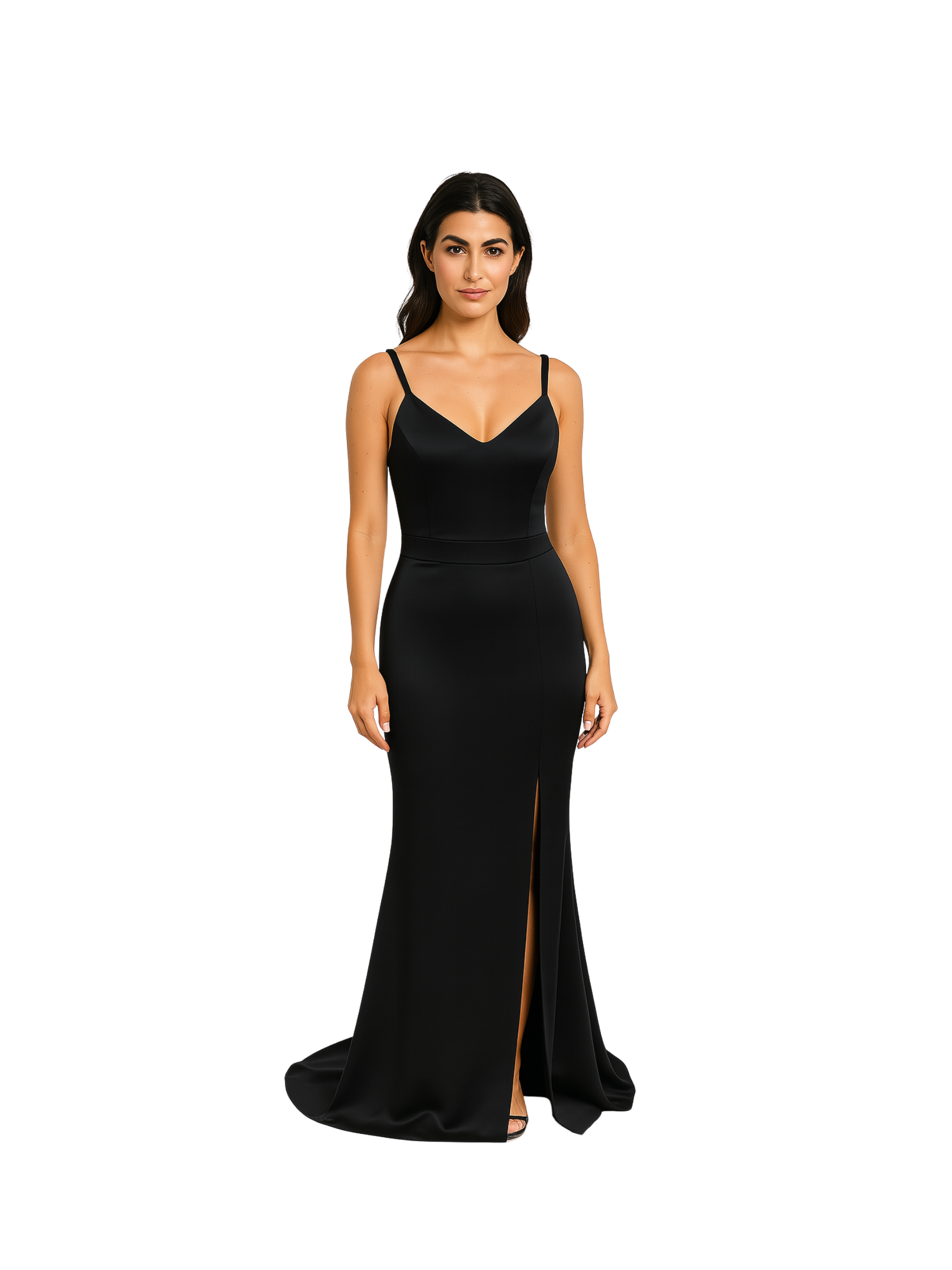 Elegant Noir Satin Dress