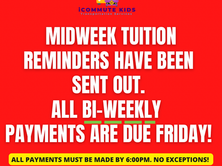 Check your emails & message box for your iRiders Upcoming Tuition Payment details.