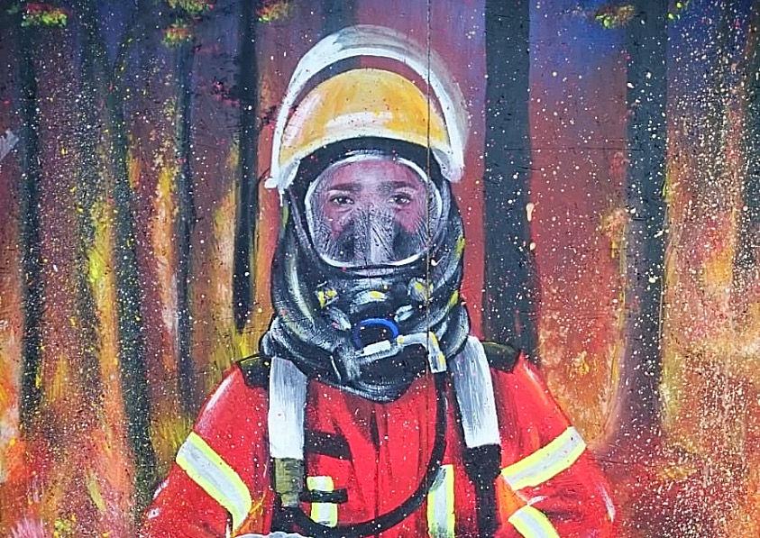Feuerwehr Bruchhausen Ettlingen Social Design Acryl Malerei Illustration Feuerwehrmann