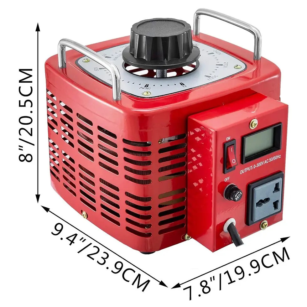 Variatore di tensione rosso con dimensioni 23.9x20.5x19.9 cm.