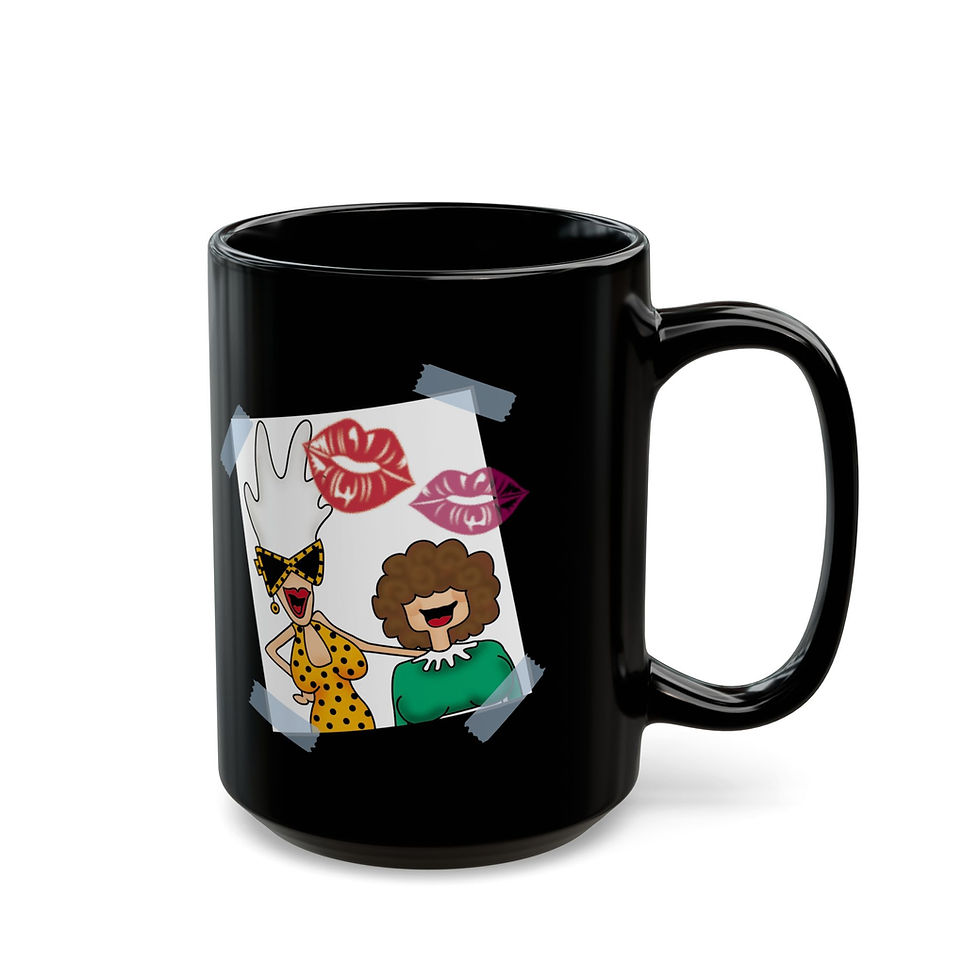 Thumbnail: Dish & Flo Kisses | Chic Friends Black Mug - Perfect for Coffee Lovers