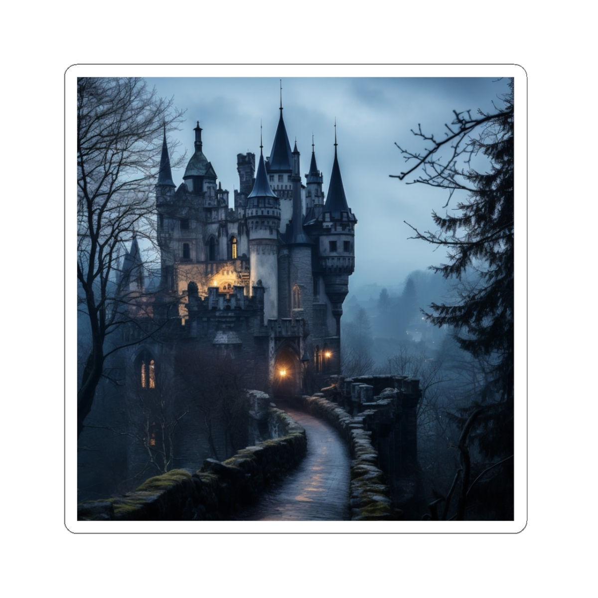 Spooky, Mystical Castle Stickers | Gothic Decor, Dark Aesthetic, Halloween