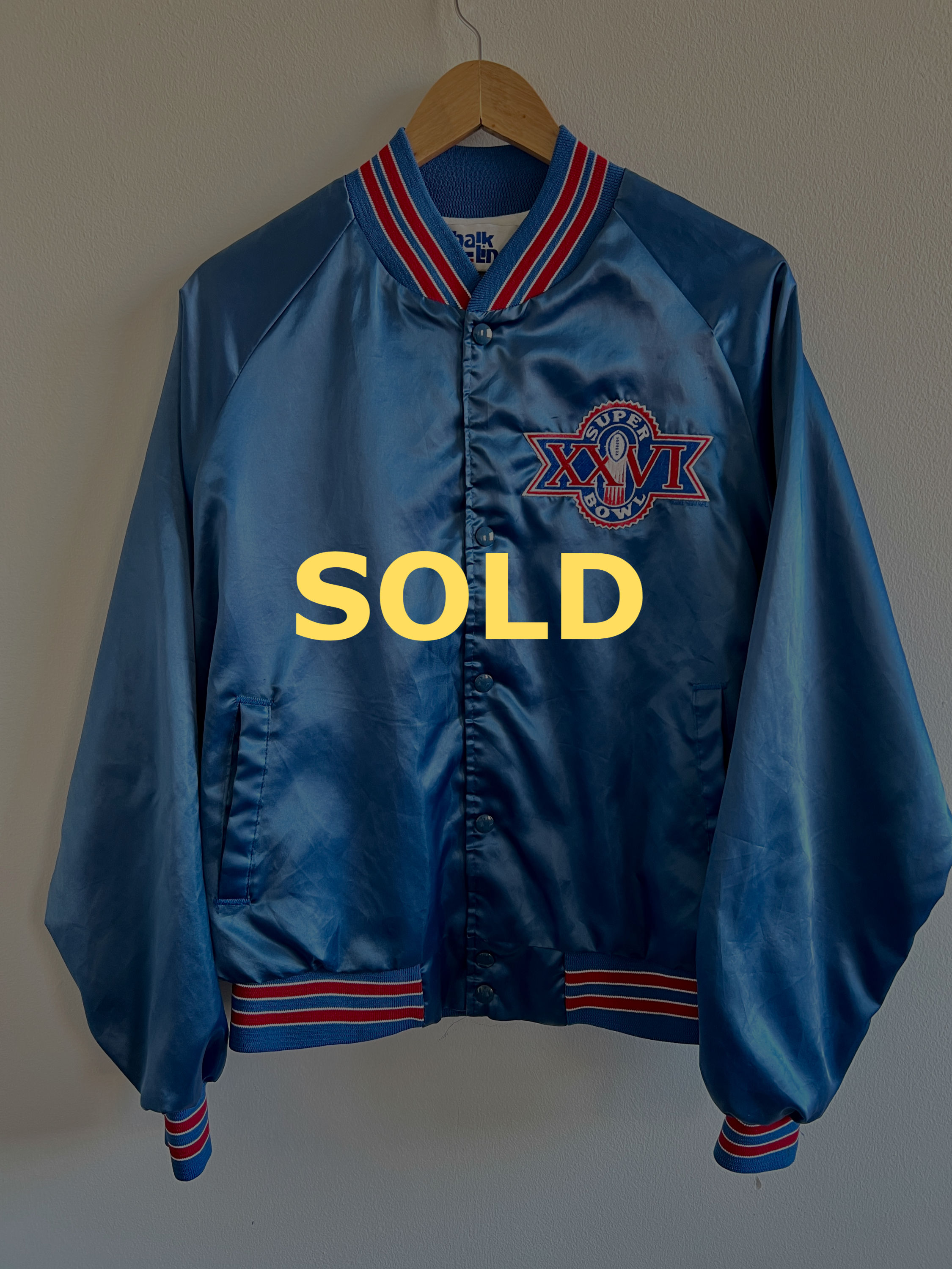 1992 Super Bowl XXVI Bills vs Redskins Lightweight Satin Bomber Jacket