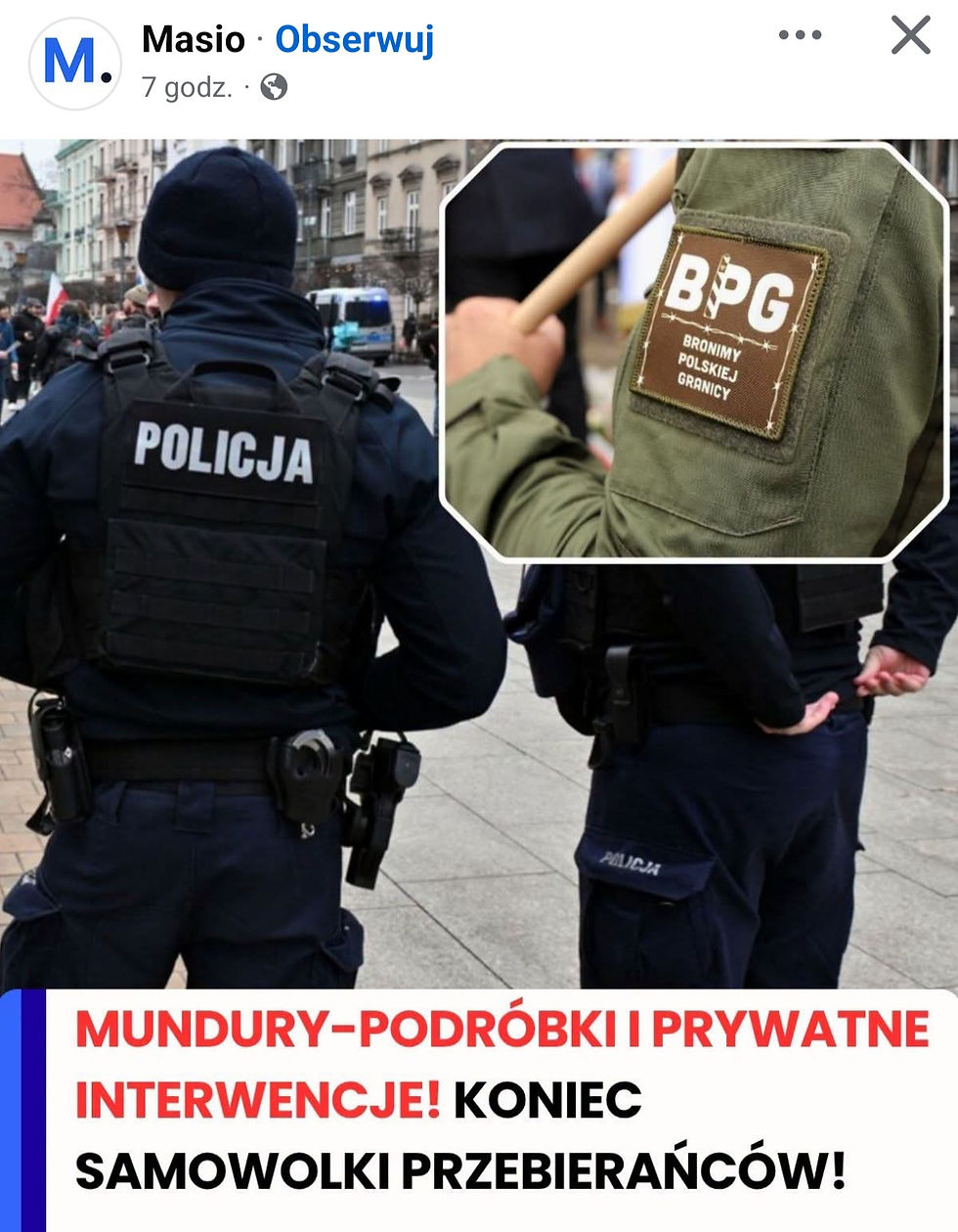 Zdjęcie zmanipulowane. Ta pałka w ręku to prawdopodobnie kij od flagi narodowej.