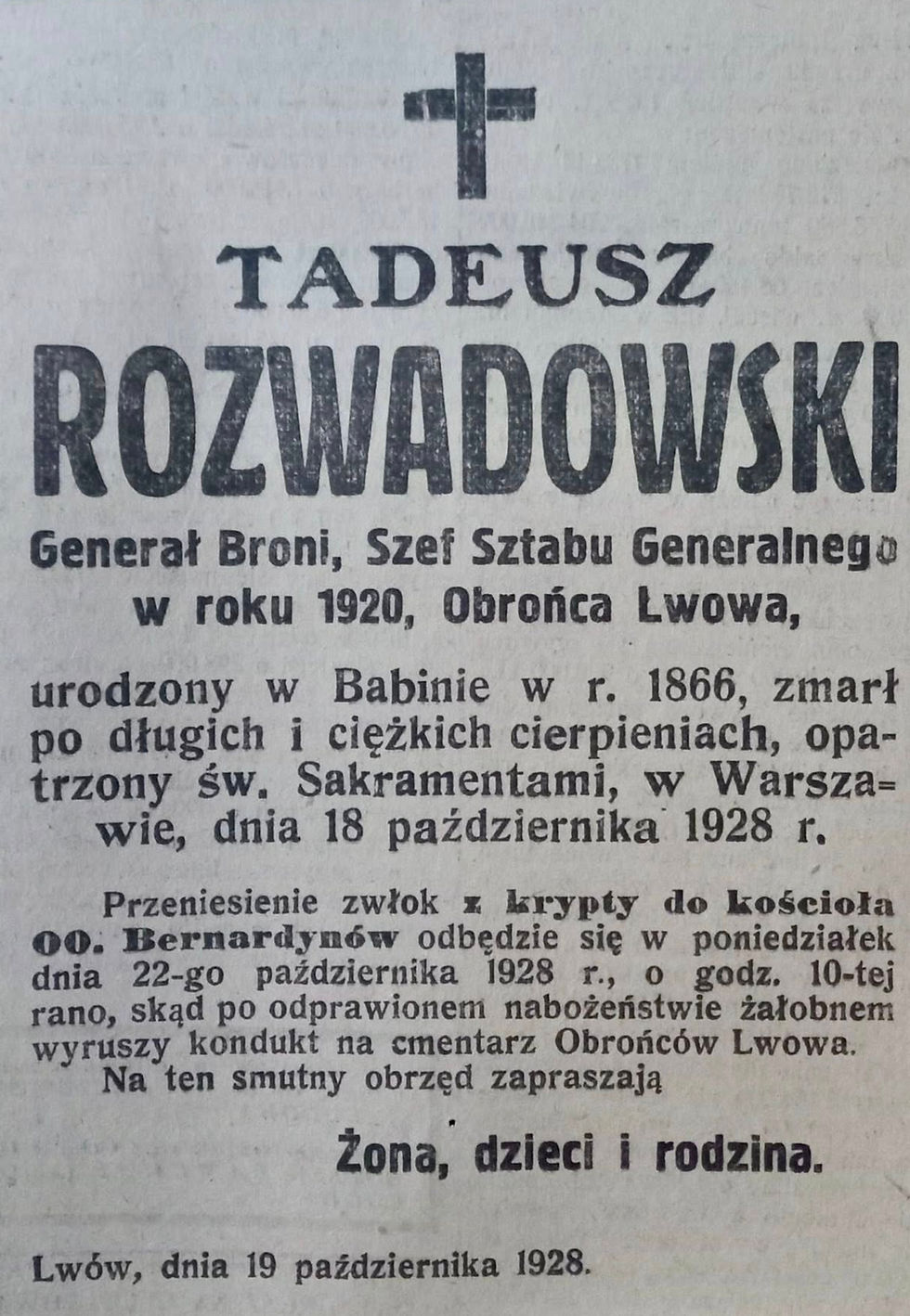 Nekrolog w jednej z gazet.