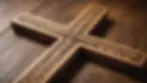 Close-up view of a beautifully crafted wooden cross