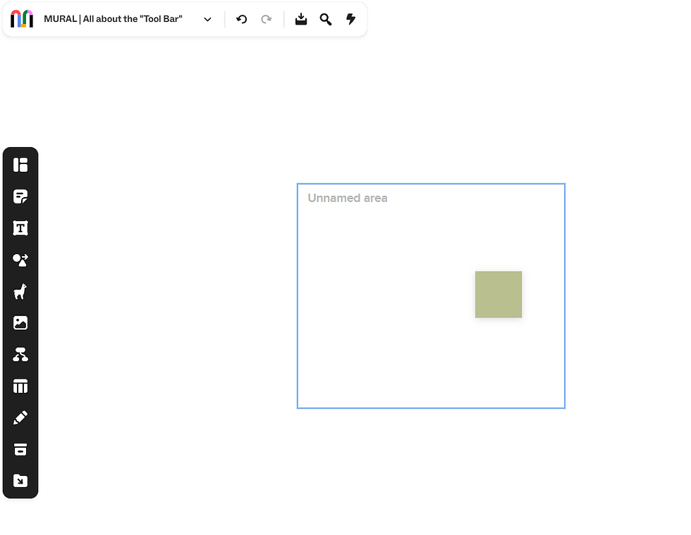Screenshot vom Mural Board mit blau leuchtender Area mit Sticky