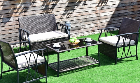 Giantex 4 Pc Garden Furniture Set Outdoor Patio Sectional Pe Wicker Rattan Deck Homewithelaine