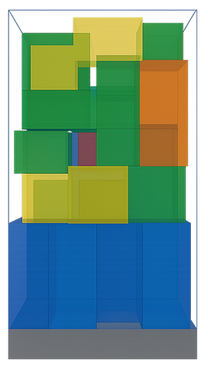 3D Pallet Visualization Generated by Perseuss AI Cartonization Software for Optimized Freight Loading