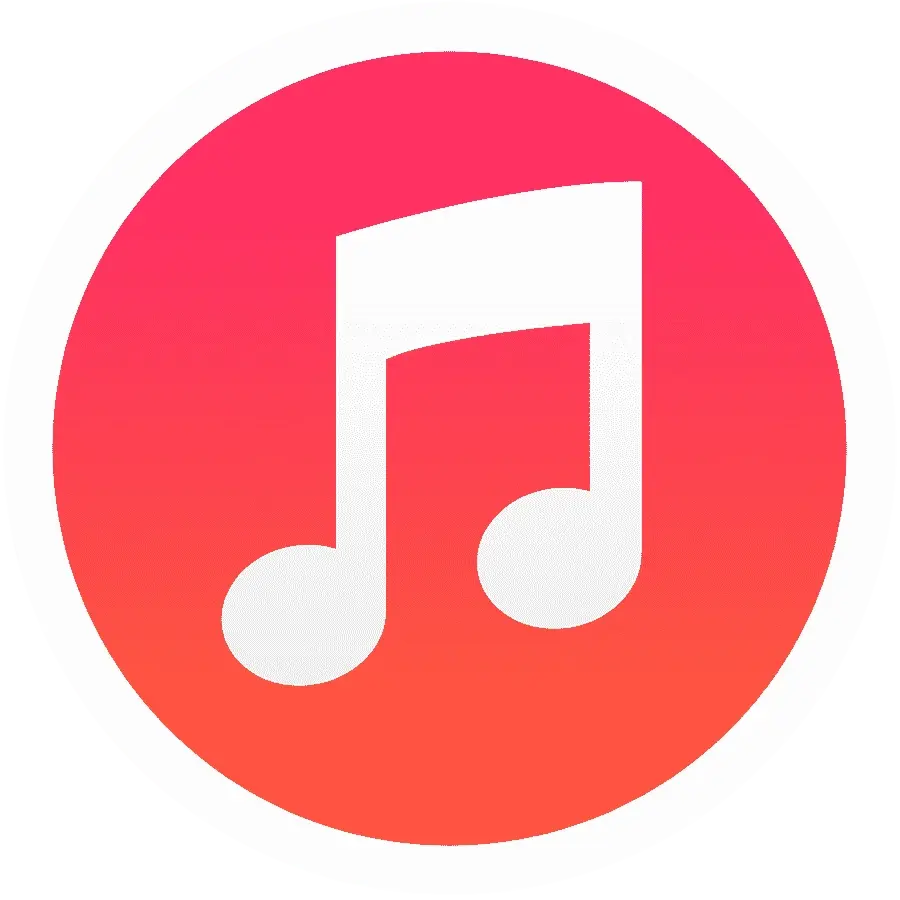 Digital icon of a white eighth note on a vibrant gradient circle. It represents music and audio streaming services.