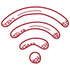 Icona segnale Wi-Fi in stile schizzo rosso