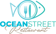 Logo Ocean Street Restaurant con pesce stilizzato e posate