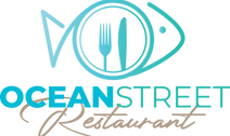 Logo Ocean Street Restaurant con pesce stilizzato e posate