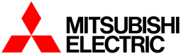 Logo Mitsubishi rosso su sfondo nero