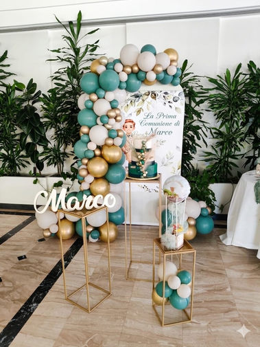 Allestimento per prima comunione di Marco con palloncini
