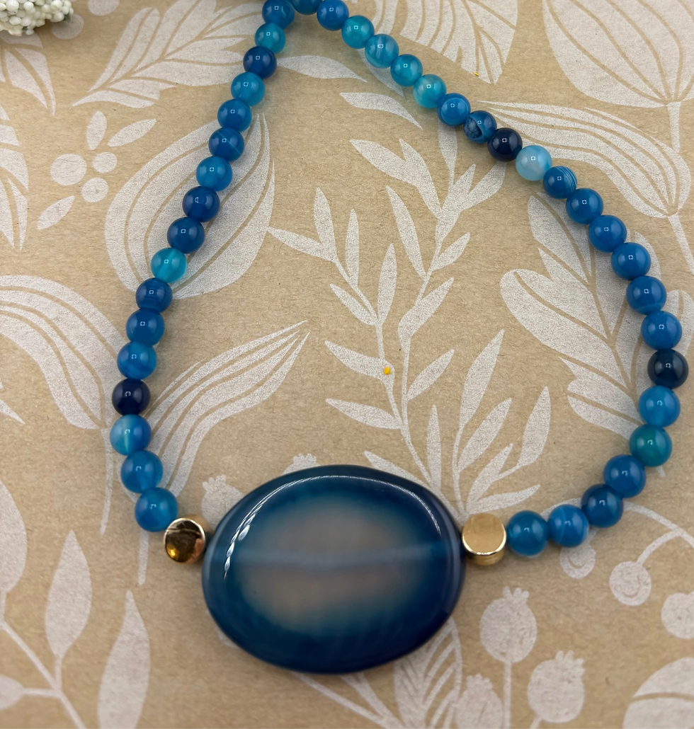 Blue Agate Pendant Necklace