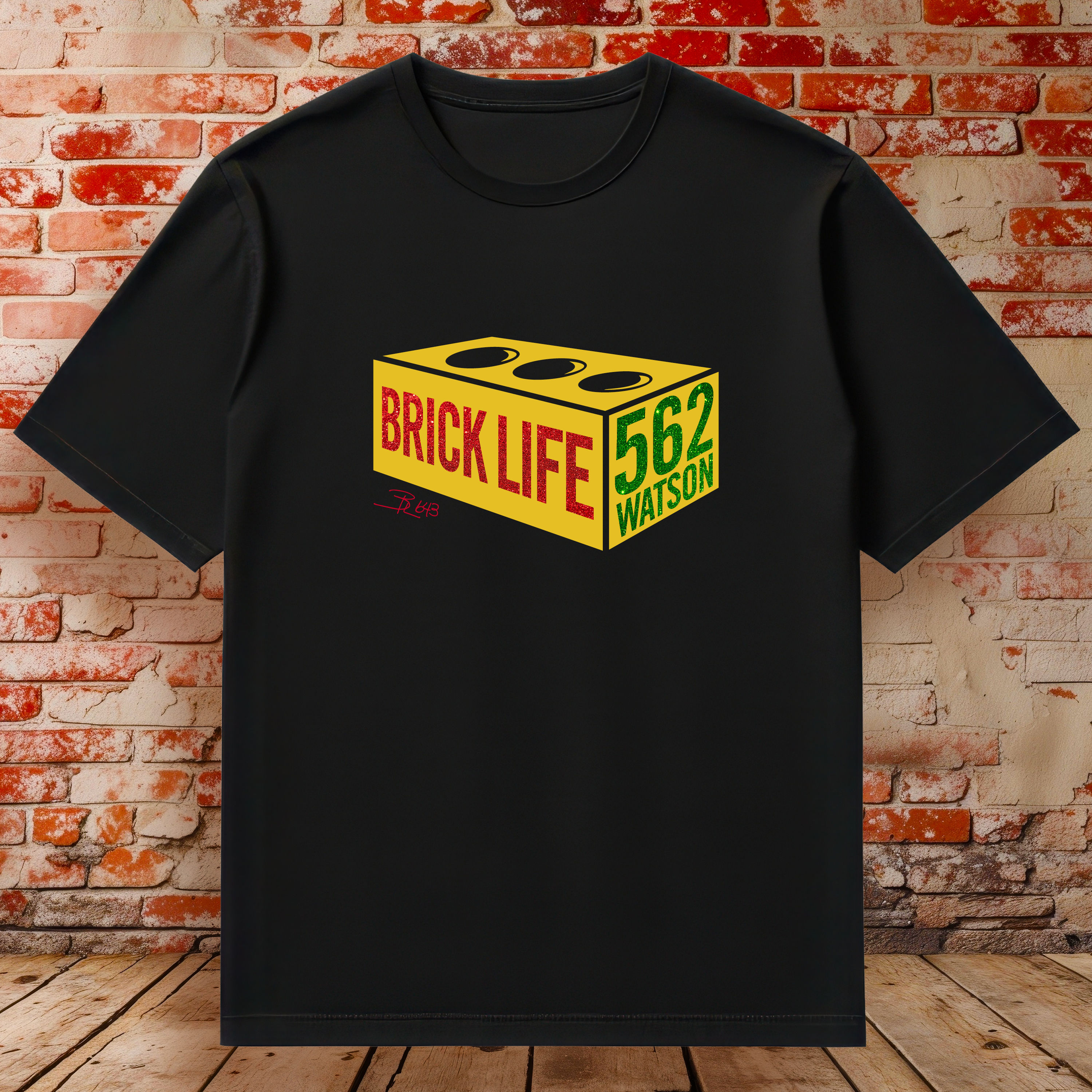 Custom-made Address BrickLife Black Tee