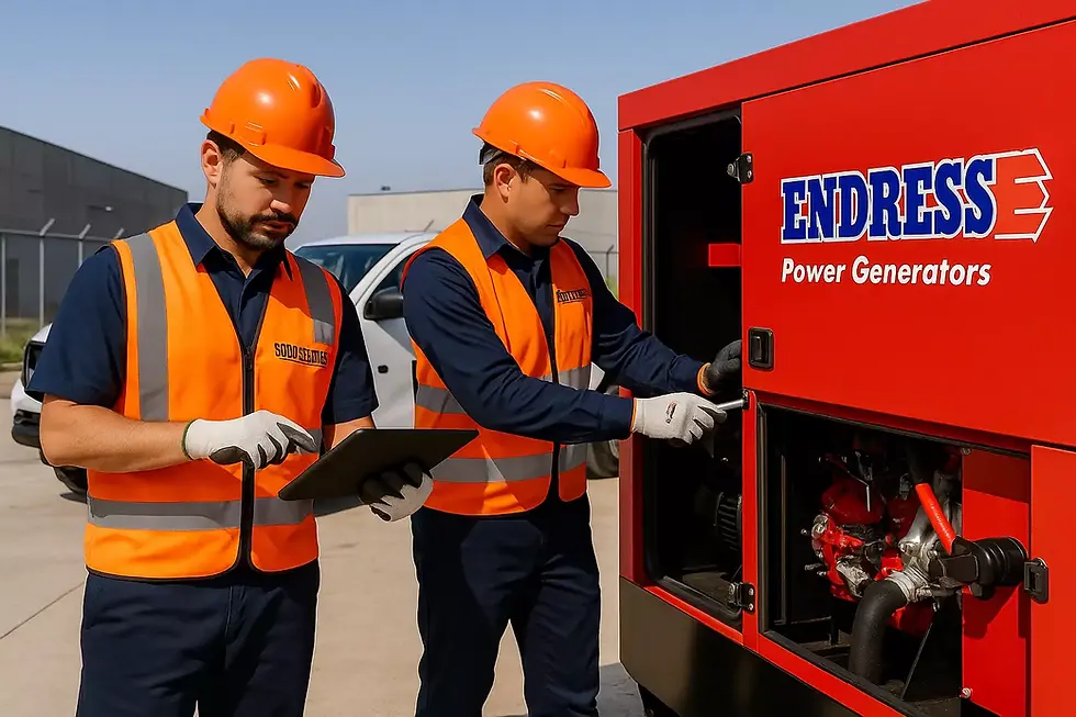 Técnicos de Soluenergy realizando mantenimiento de planta de luz industrial