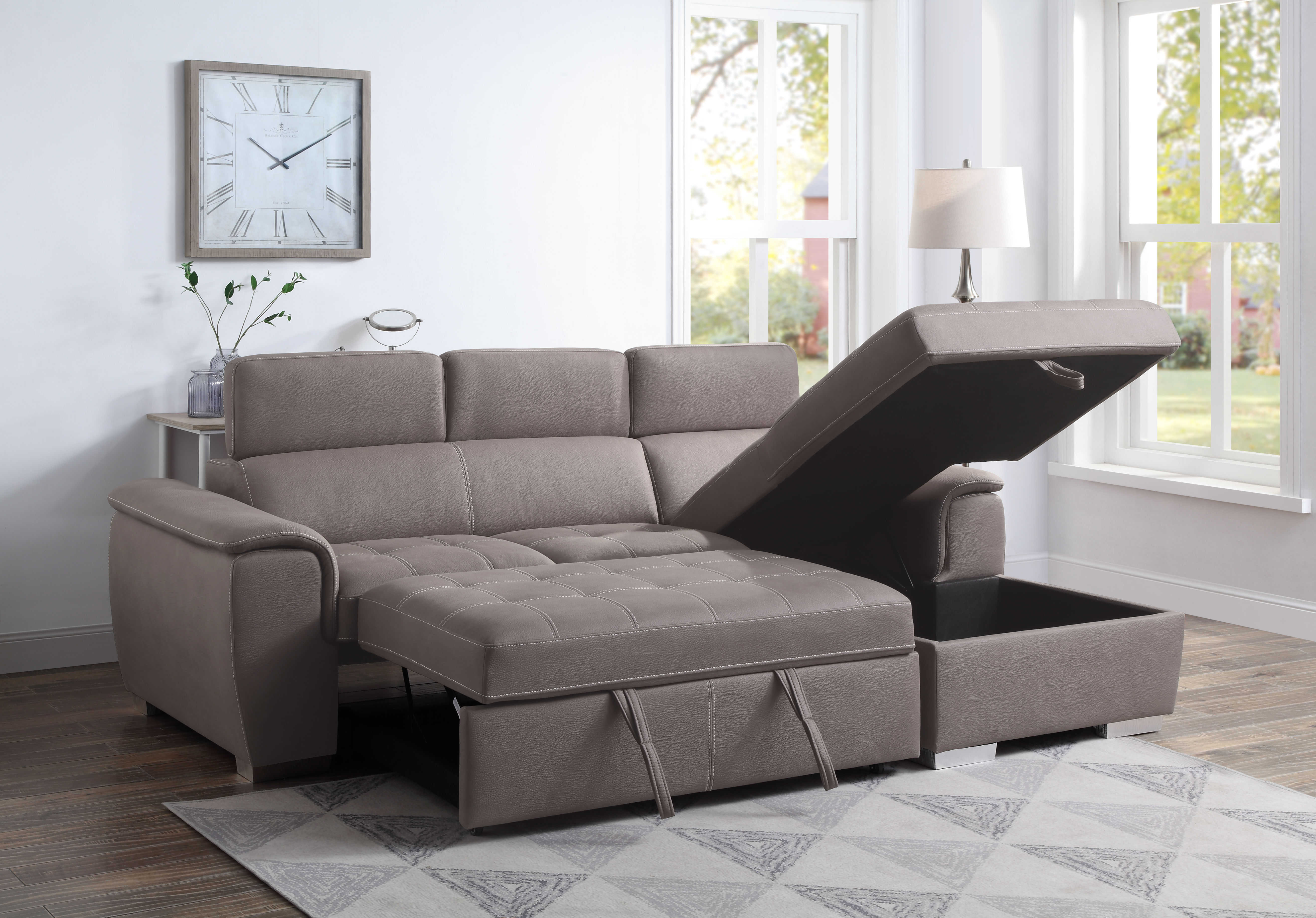 Sleeper Sectional Sofa w/Storage