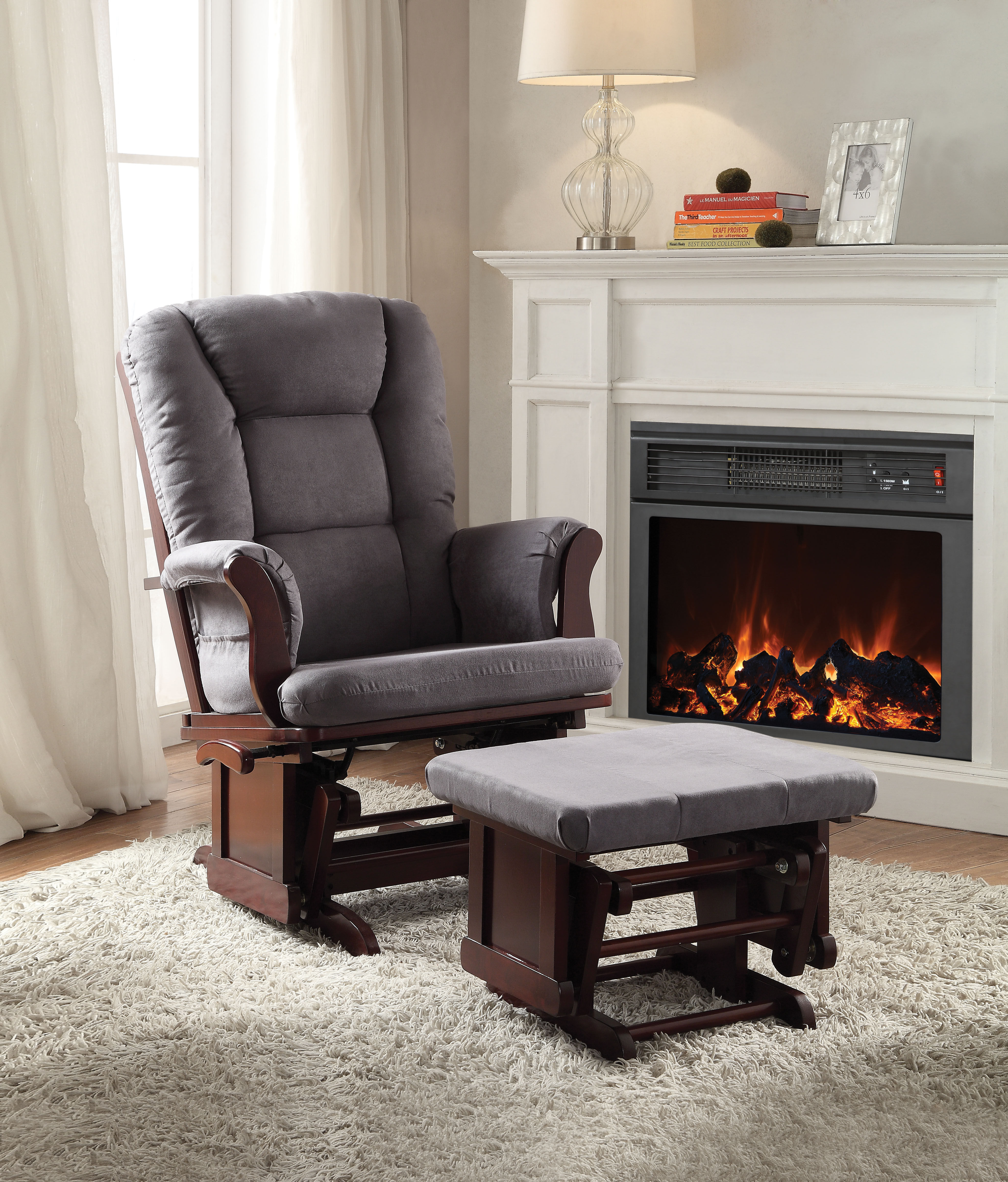 2Pc Pk Glider Chair & Ottoman