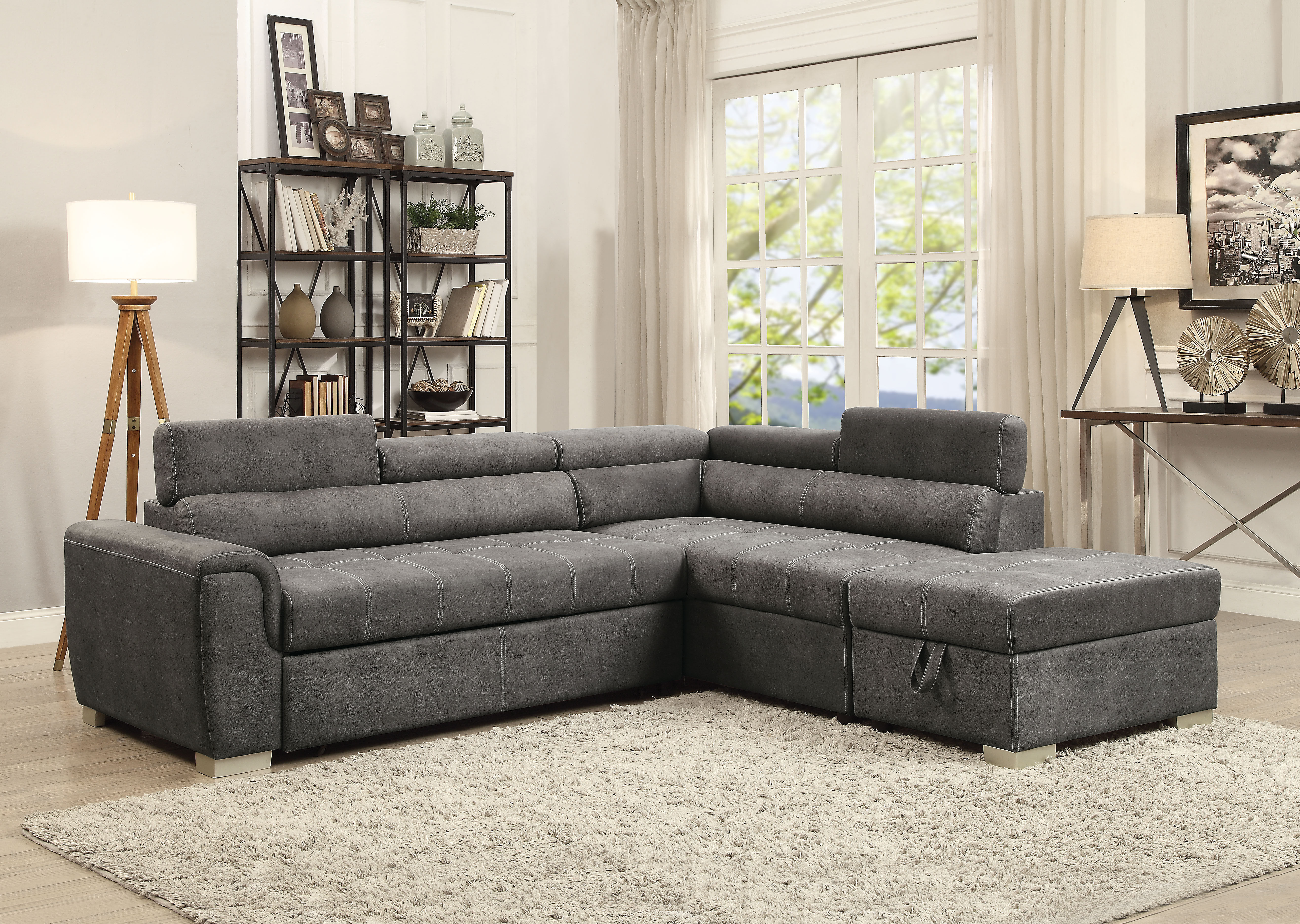 Sectional Sofa w/Sleeper & Ottoman