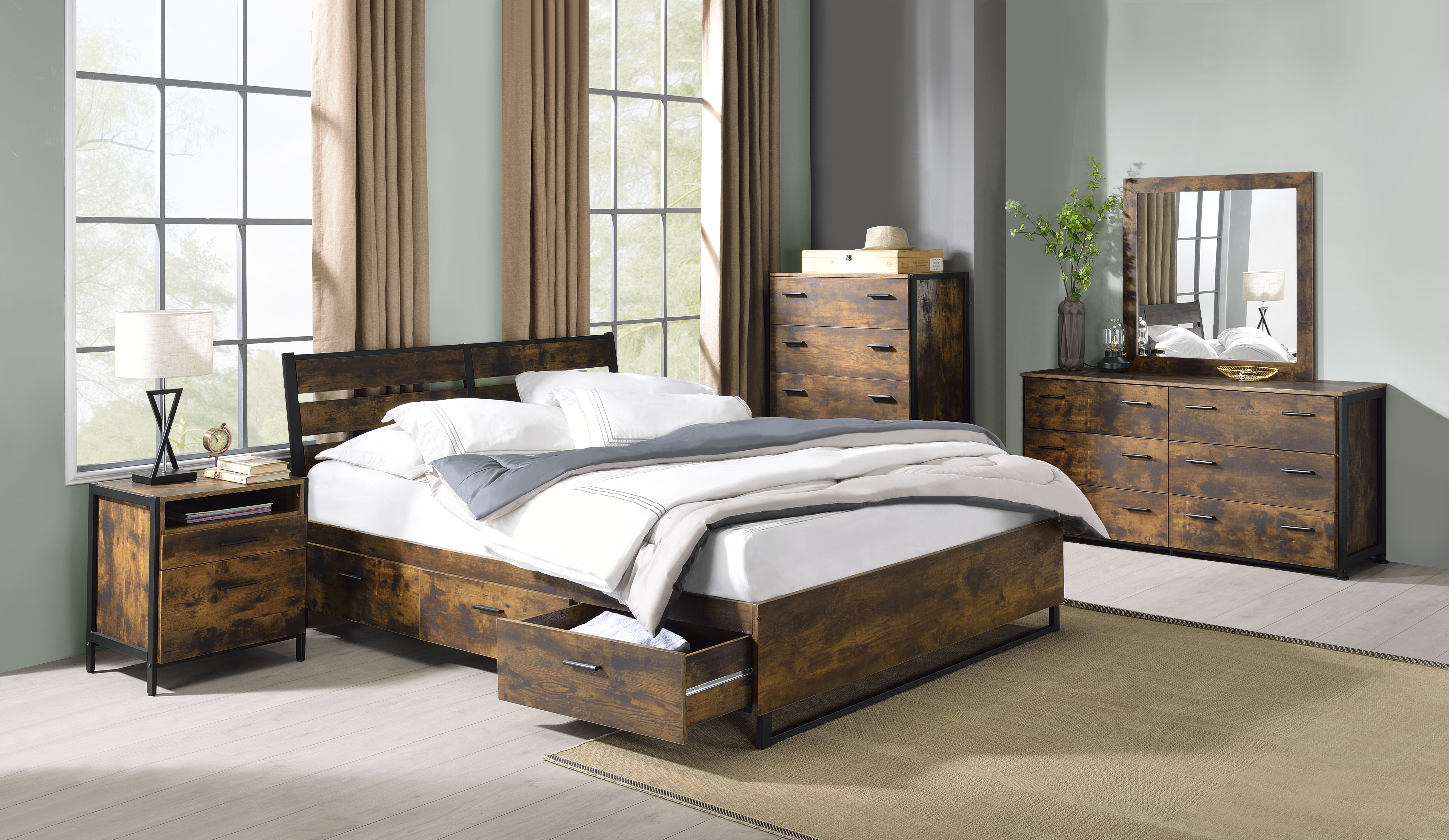 Queen Bed W/Storage