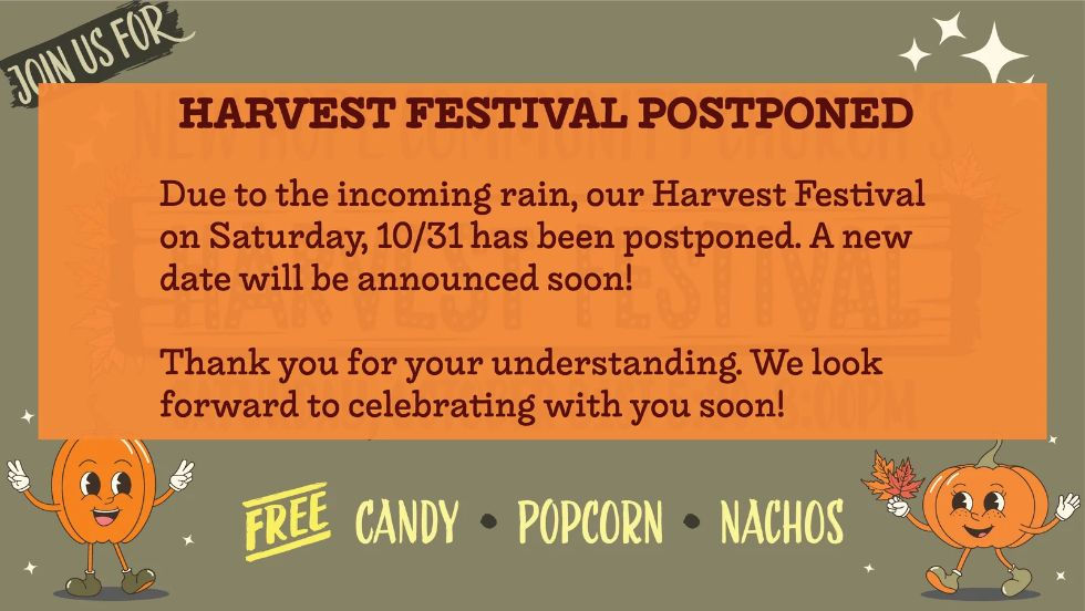 📢 Harvest Festival Postponed
