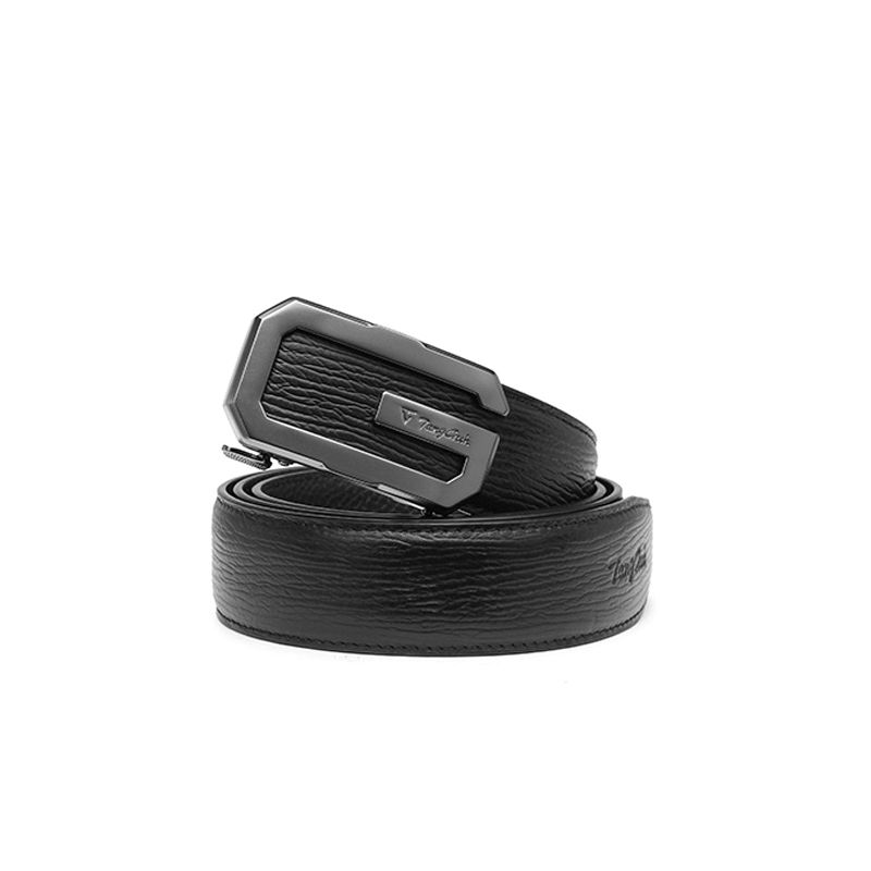 Miniature : a black colour elephant pattern, carbon colour hardware ratchet  buckle blet 