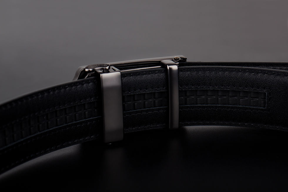 Thumbnail: a black colour fawn pattern, carbon colour hardware ratchet  buckle blet 