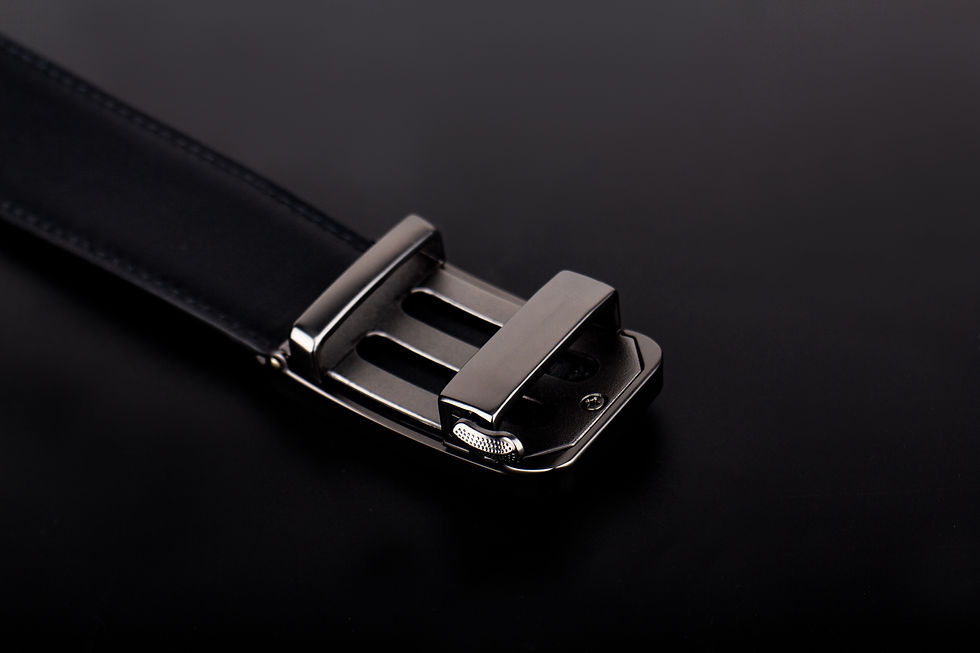 Thumbnail: a black colour fawn pattern, carbon colour hardware ratchet  buckle blet 