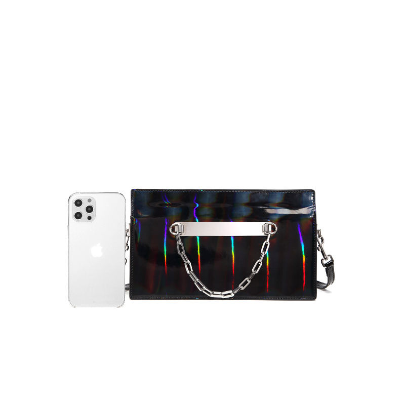 Thumbnail: rainbow colour leather women handbag size 