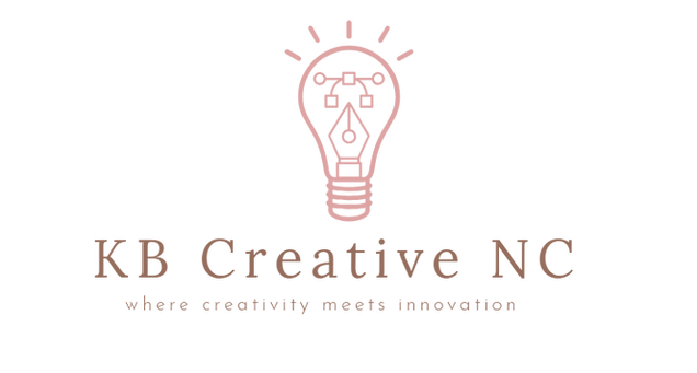 This is the logo for KBCreativeNC, it has a lightbulb with the pen tool in it to signify the CREATIVE aspect of the logo. This logo has a soft color palette with soft pinks and browns.