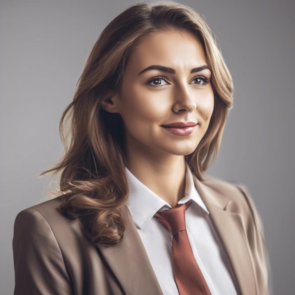 Executiva de negócios sorridente em terno, representando profissionalismo e confiança.