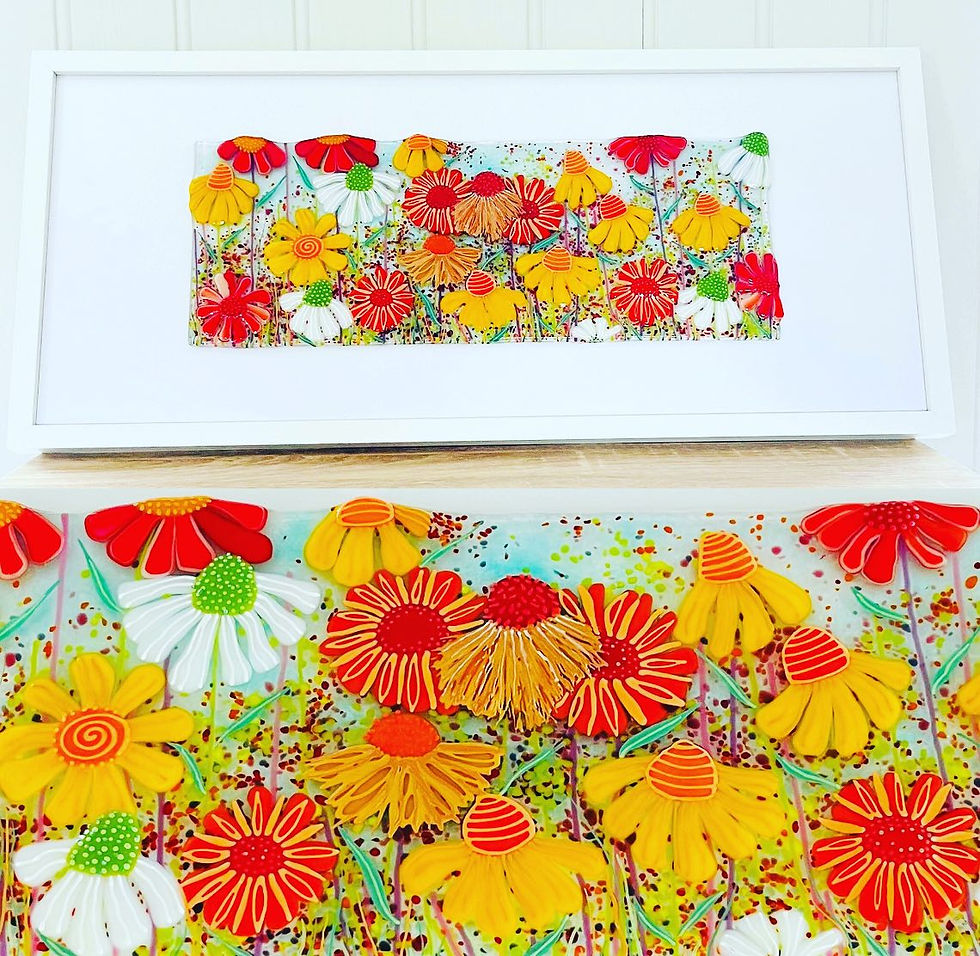Cornish Fused glass floral art