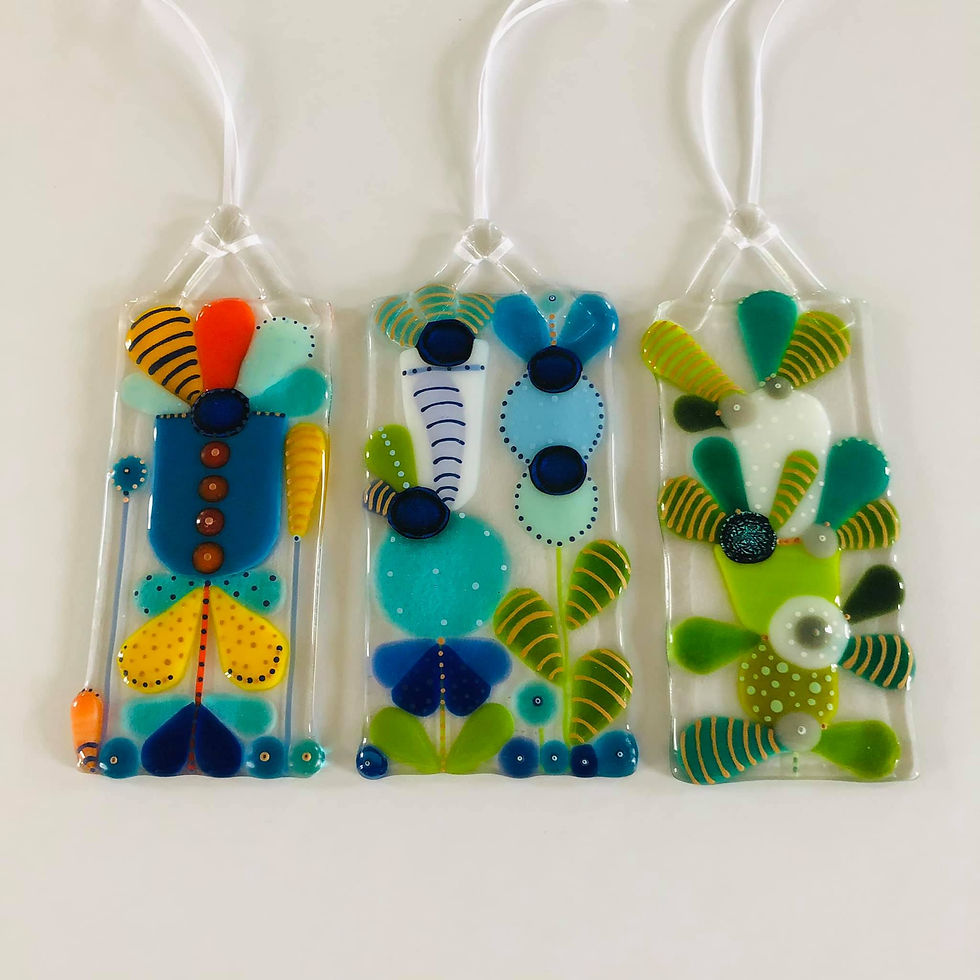 Fused Glass Retro Flowers