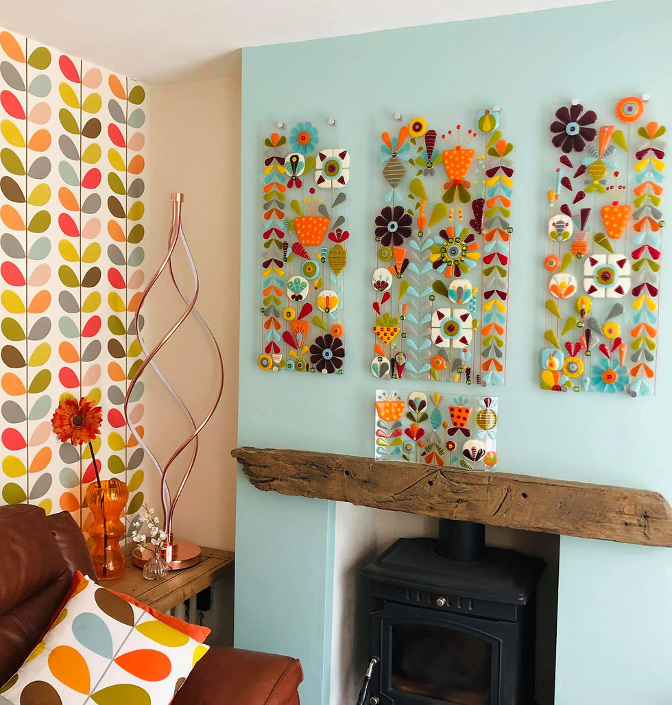 Fused Glass Retro floral art