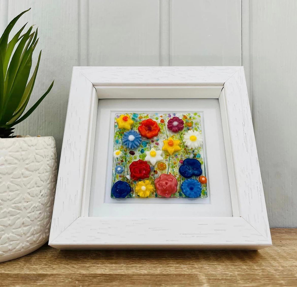 Cornish Fused glass floral art