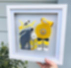Cornish Fused Glass Yellow and grey retro decor