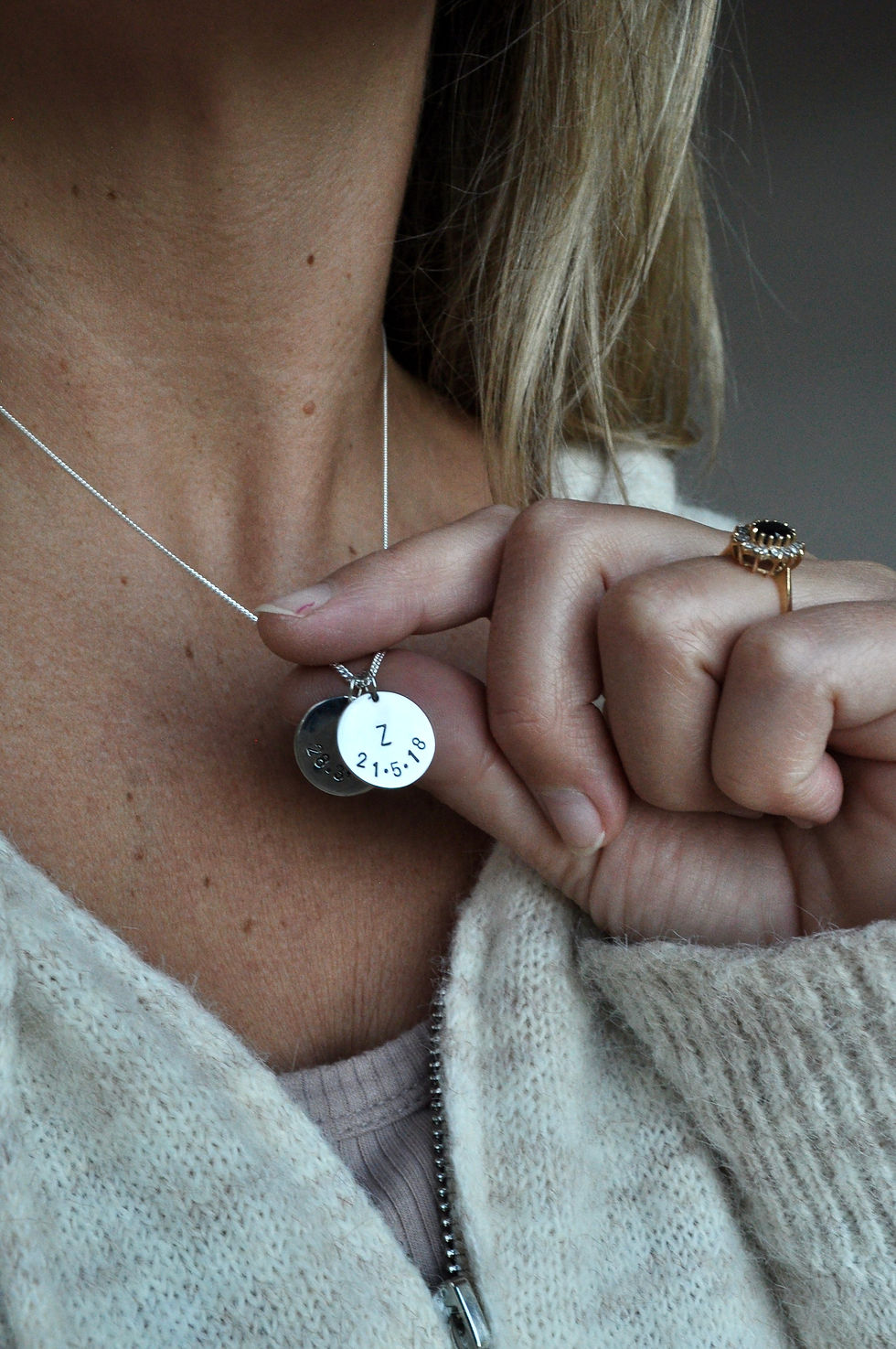 Thumbnail: Mum’s personalised silver necklace - 2 disc