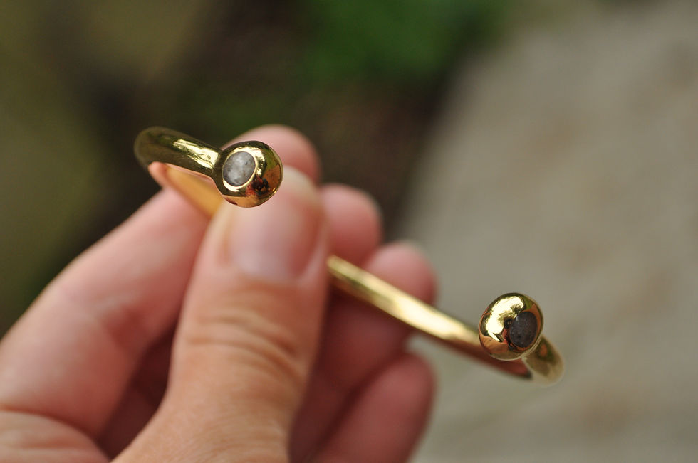 Thumbnail: 18ct Gold Plated, Solid silver Cremation Bangle | Handmade Memorial Keepsake (RE