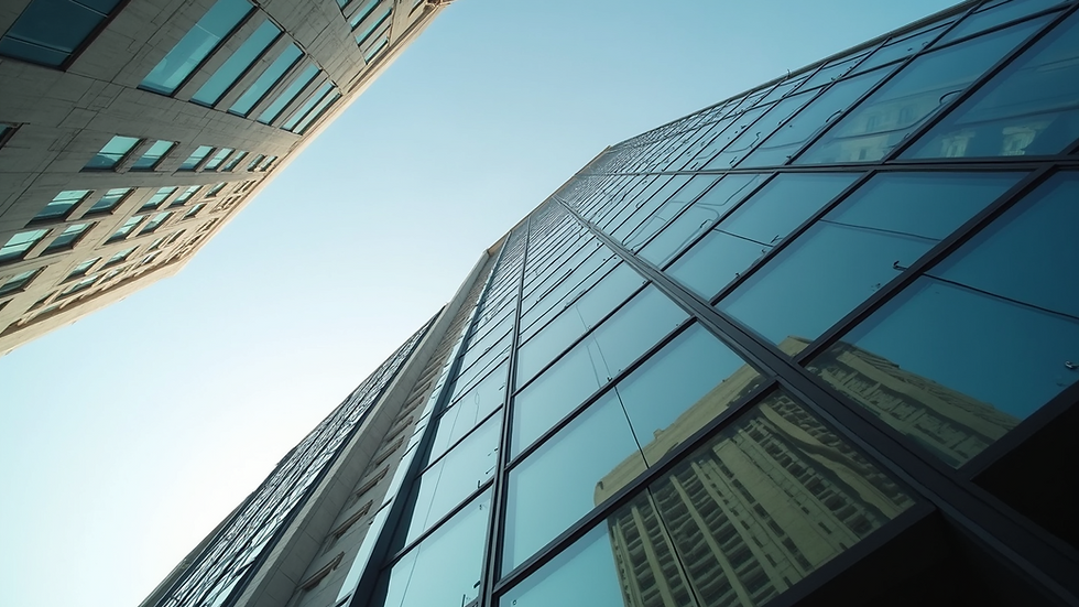 Eye-level view of a modern bank building in UAE