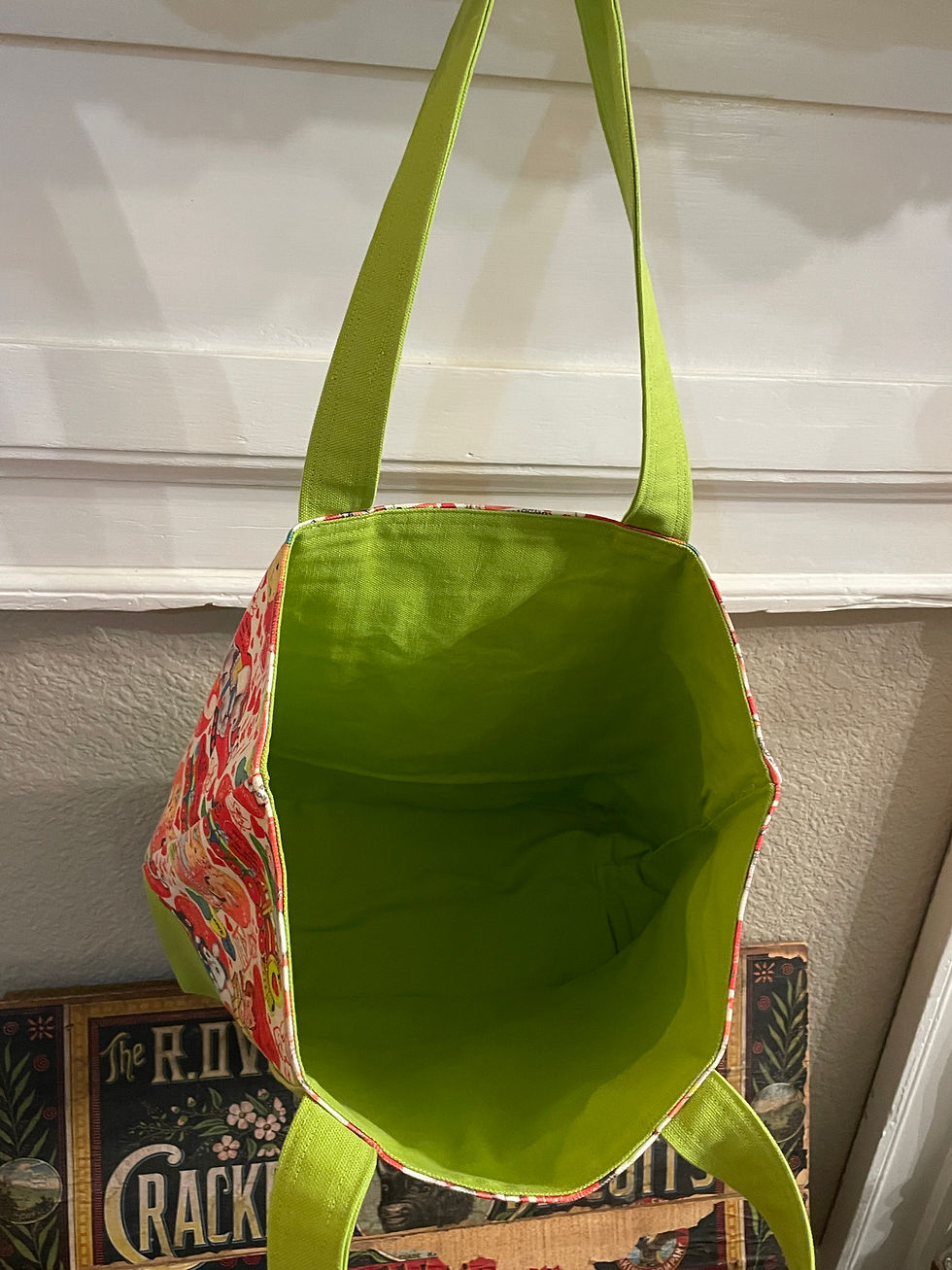 Thumbnail: Image of "Be My Valentine" tote bag opened.  What a beautiful and fun color!!