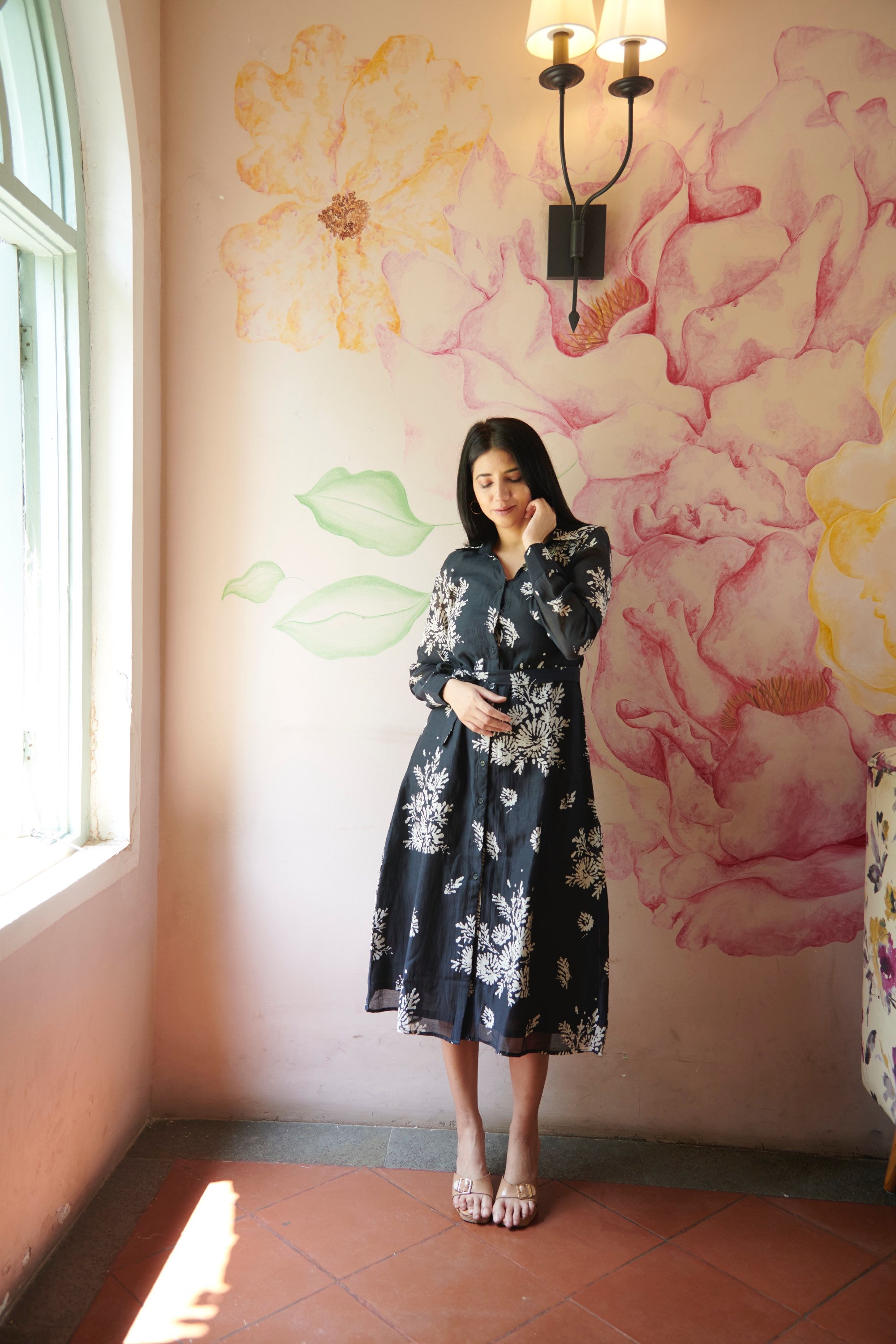 Printed Summer peony dress 