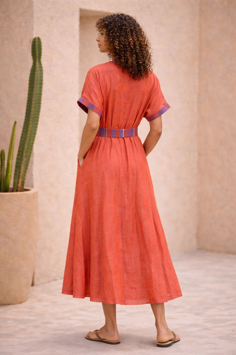 Thumbnail: Sunset breeze belted midi dress 
