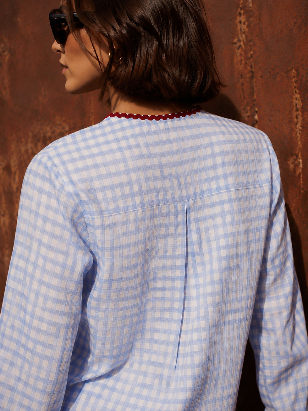 Thumbnail: Checkered front tie shirt 