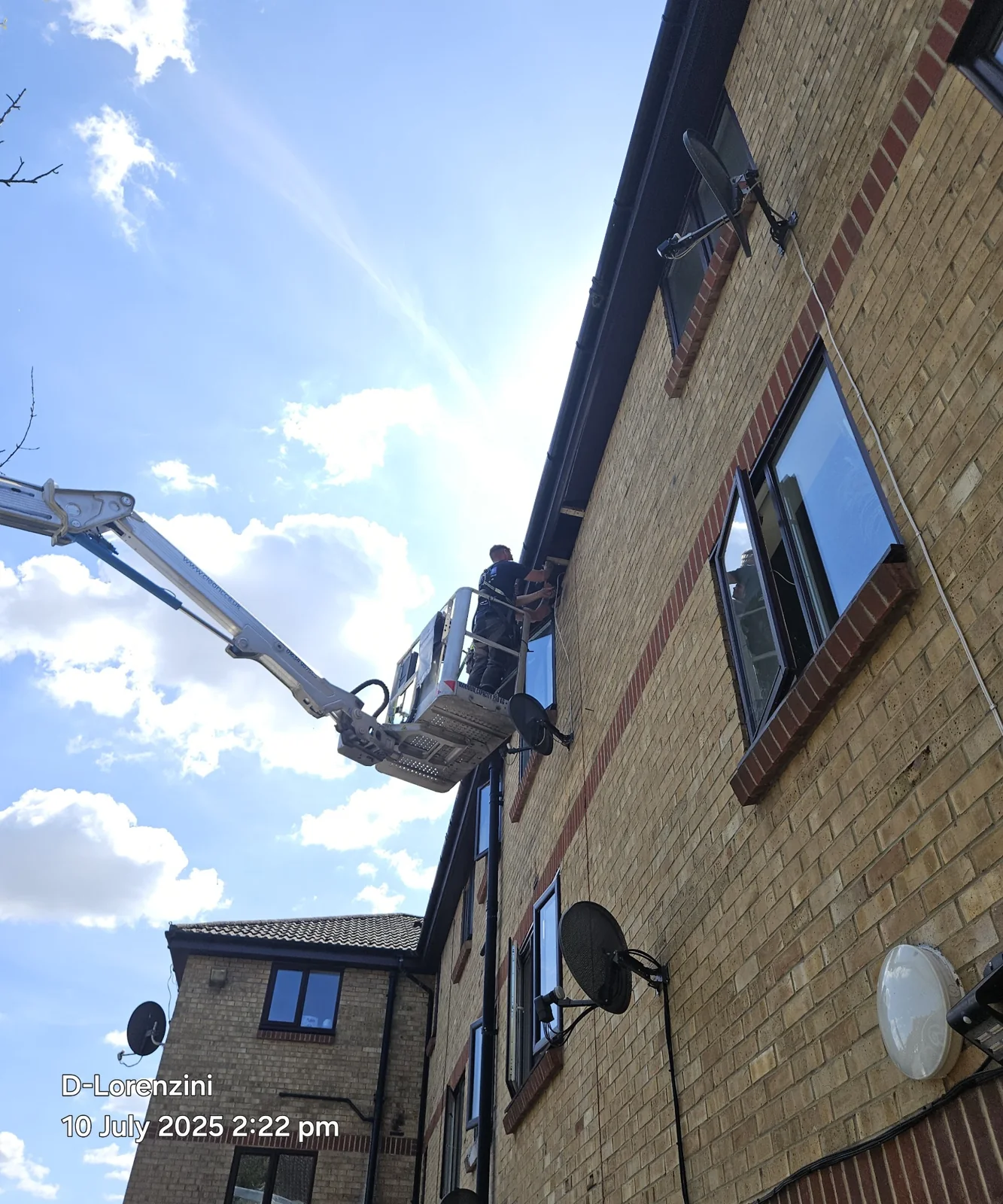 High-level access beside a building